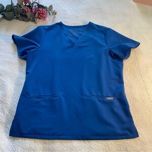 Figs Blue Short Sleeve V-Neck Top Size‎ Medium